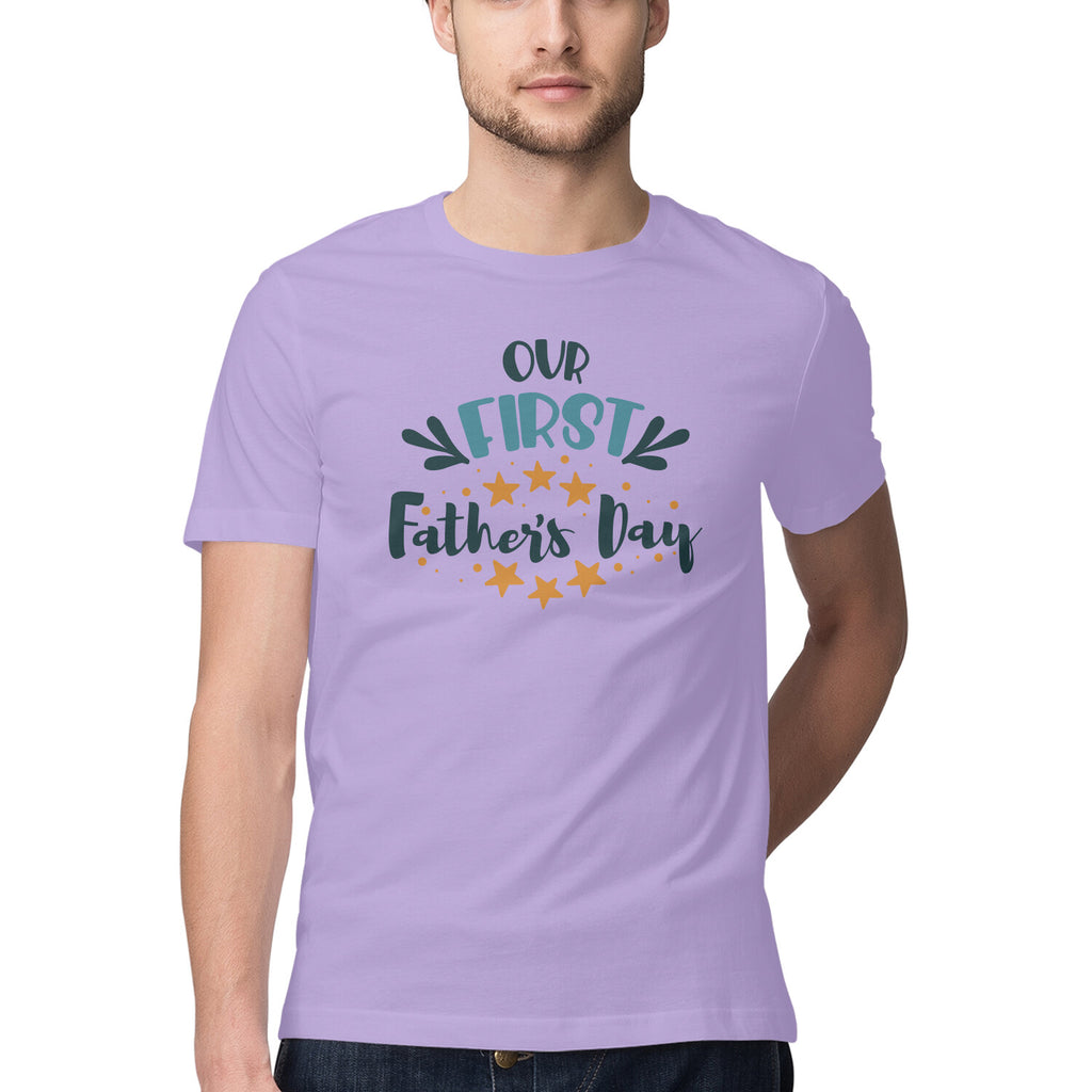 Men's Our First Father's Day Design Printed T-Shirt