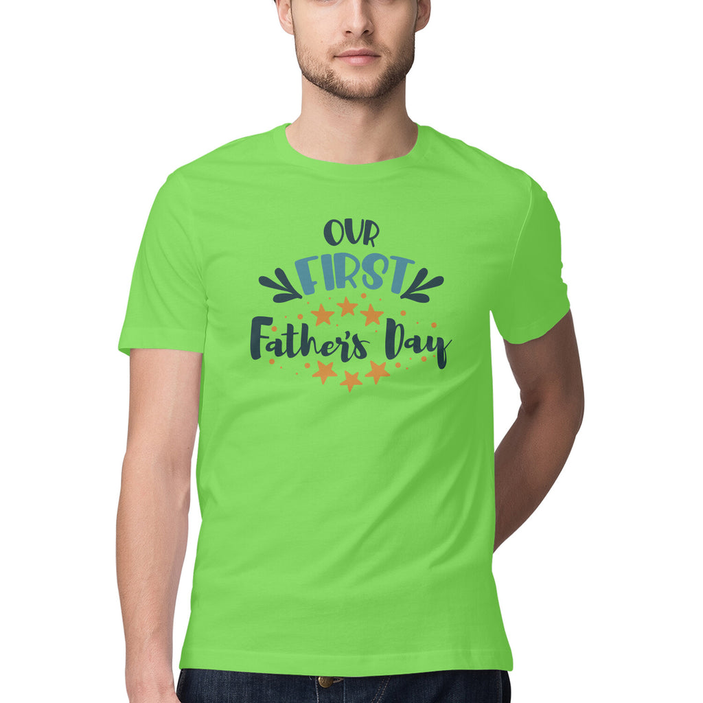 Men's Our First Father's Day Design Printed T-Shirt