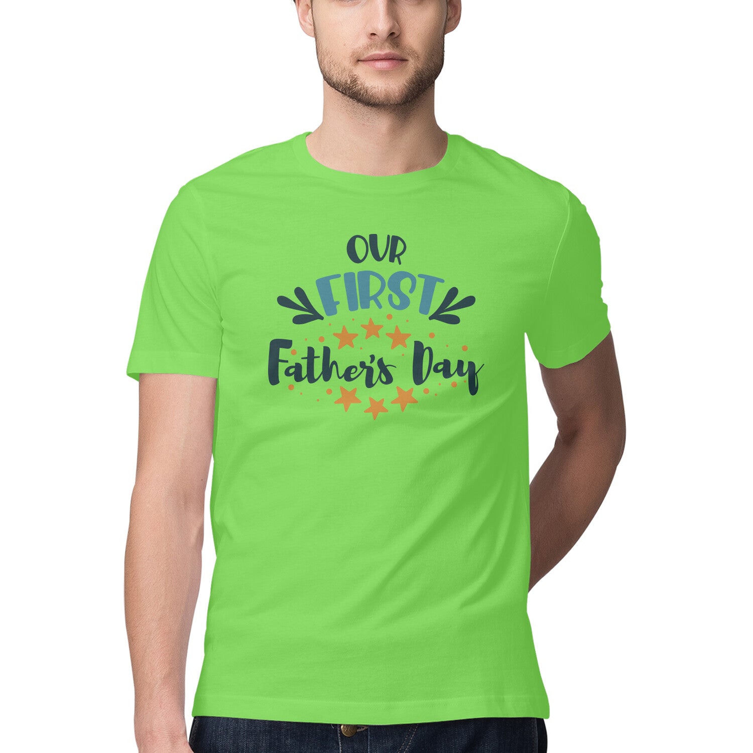Men's Our First Father's Day Design Printed T-Shirt