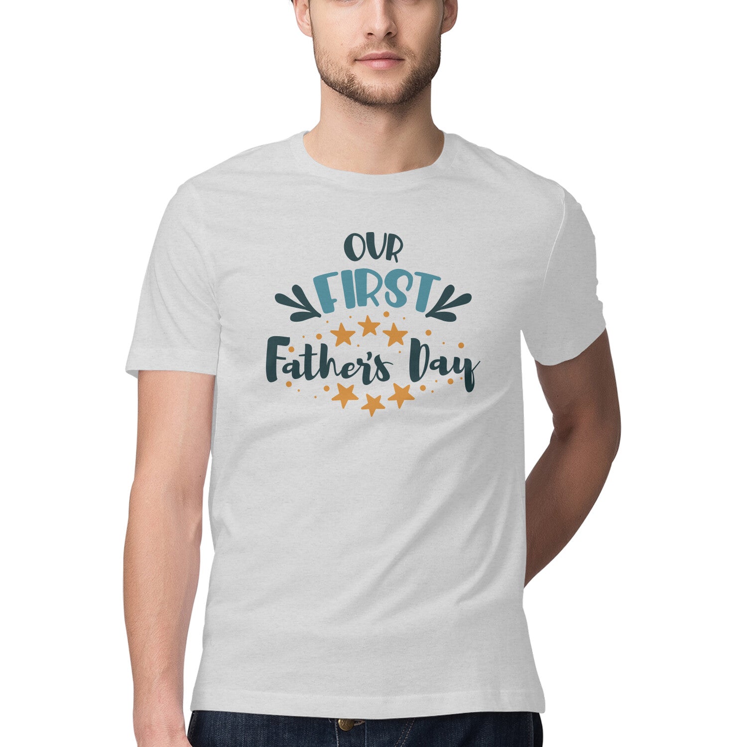 Men's Our First Father's Day Design Printed T-Shirt