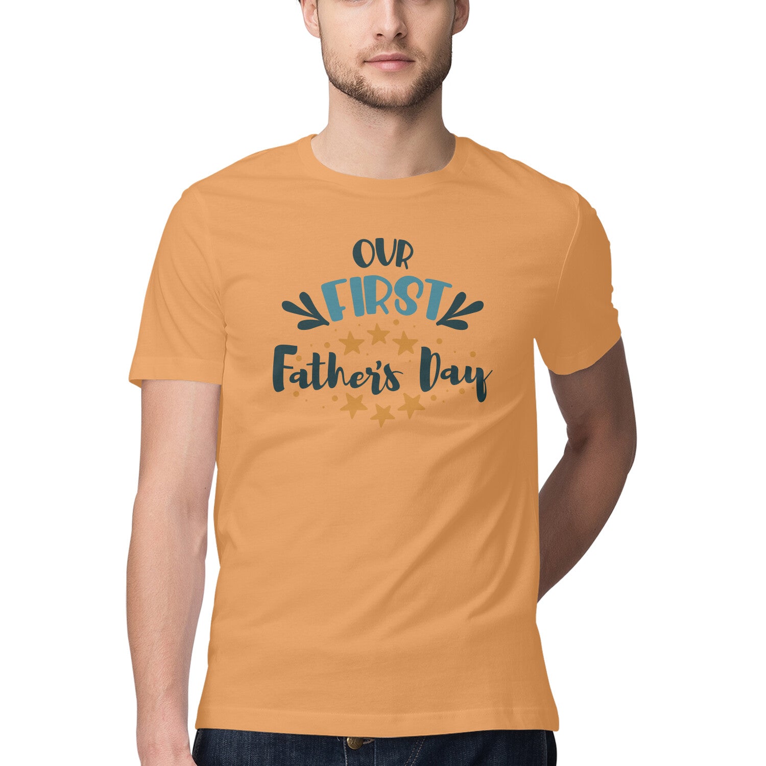 Men's Our First Father's Day Design Printed T-Shirt