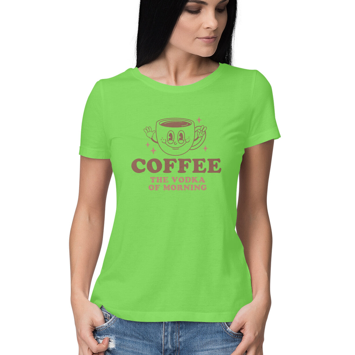 Women's Coffee The Vodka Of Morning Graphics Printed T-Shirt