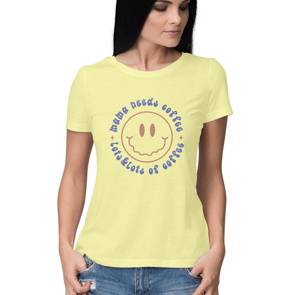 Women's Happiness Coffee Helps Graphics Printed T-Shirt