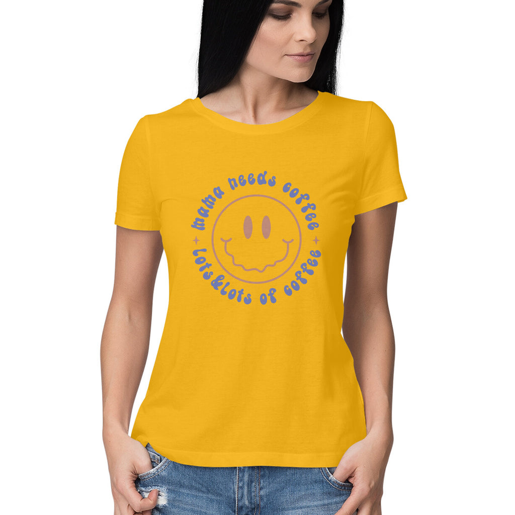 Women's Happiness Coffee Helps Graphics Printed T-Shirt