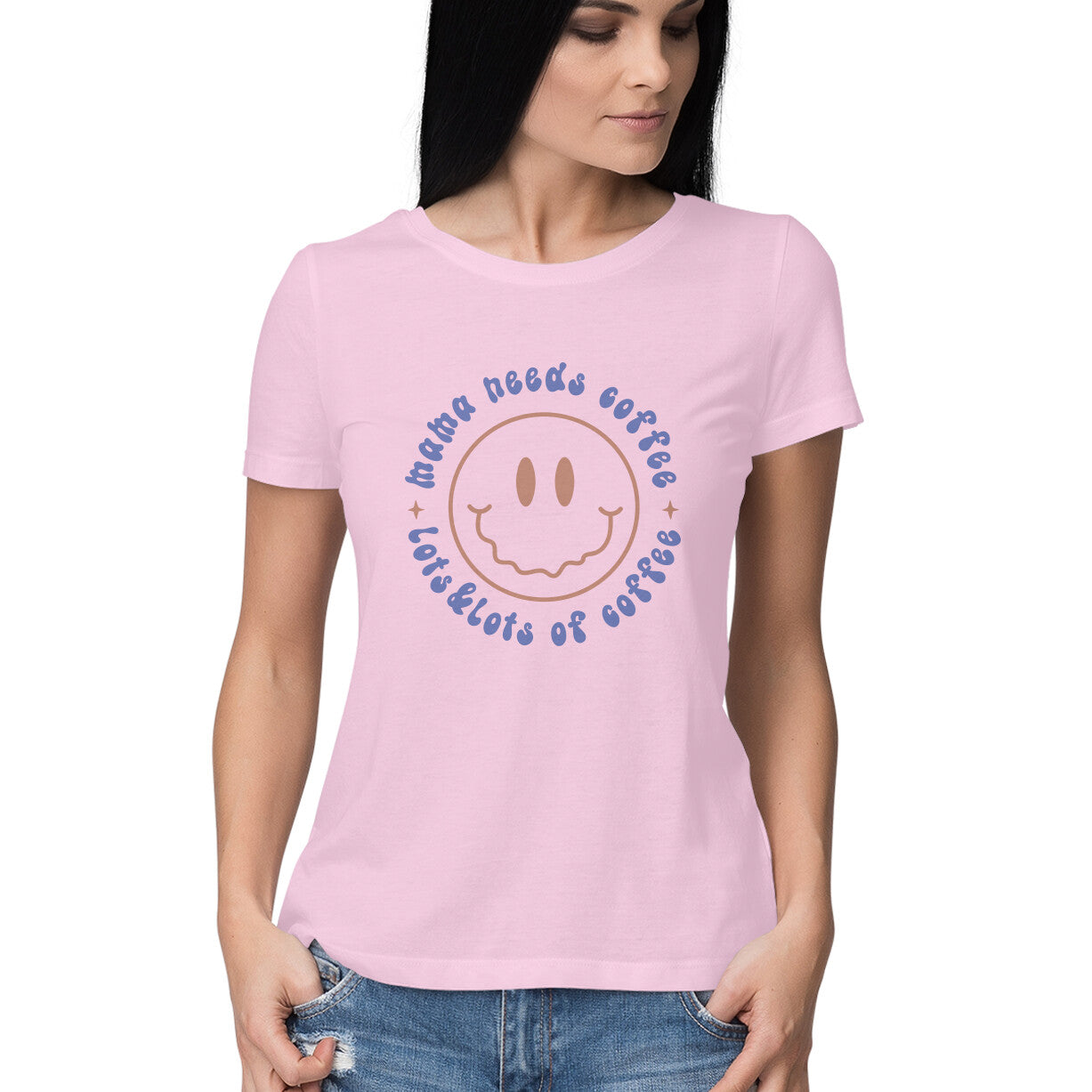 Women's Happiness Coffee Helps Graphics Printed T-Shirt