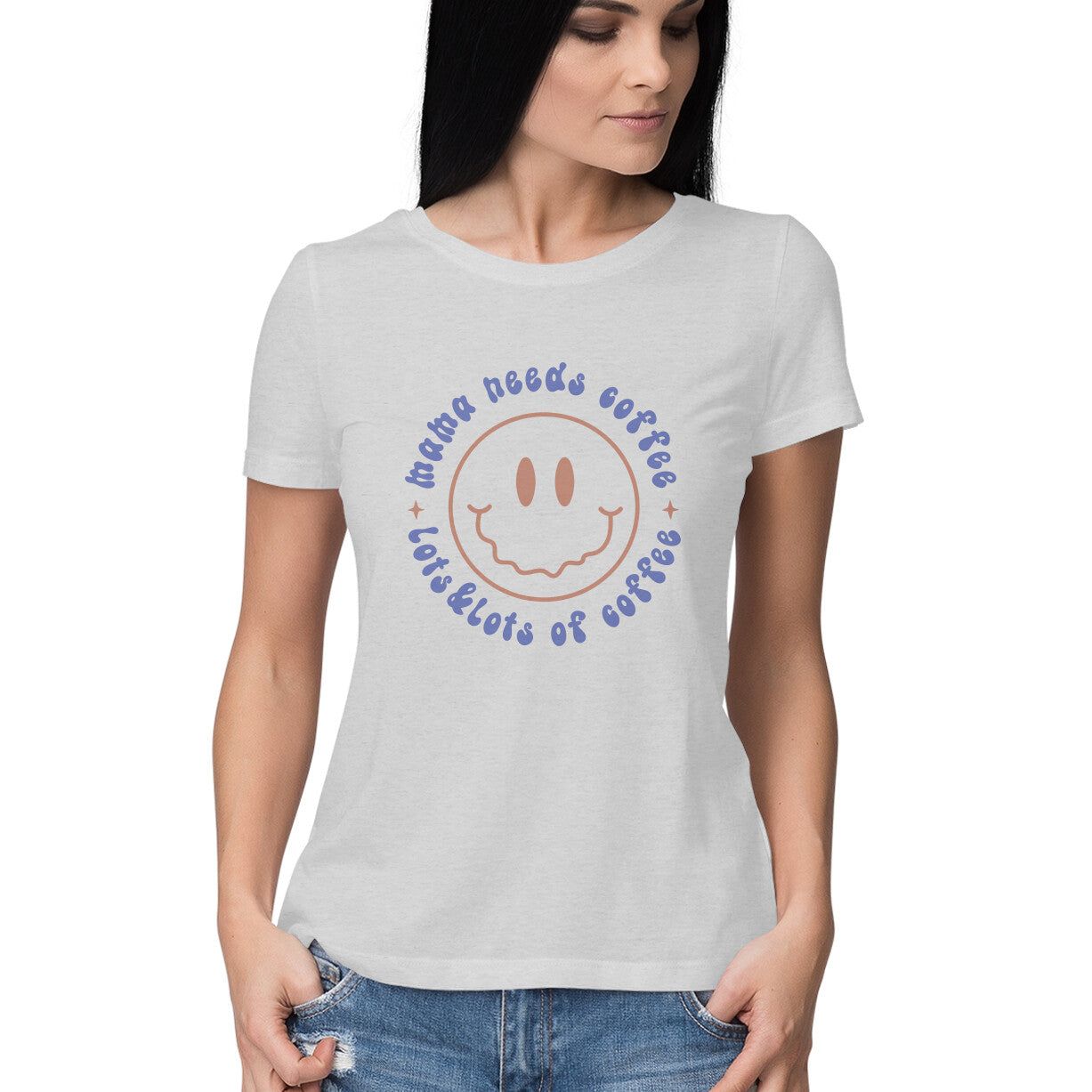 Women's Happiness Coffee Helps Graphics Printed T-Shirt