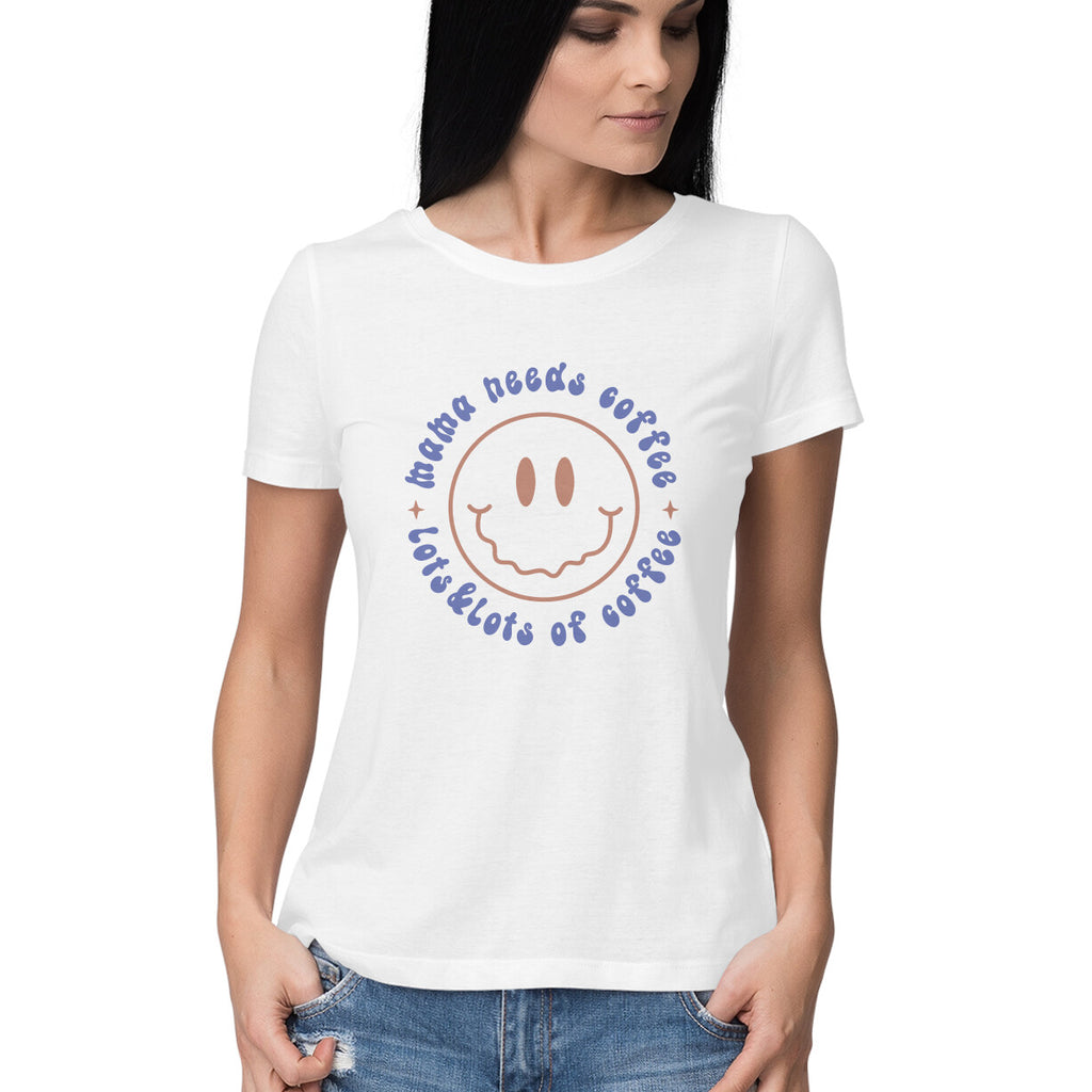 Women's Happiness Coffee Helps Graphics Printed T-Shirt