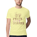 Men's Peace Love Coffee Design Printed T-Shirt