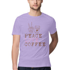 Men's Peace Love Coffee Design Printed T-Shirt