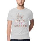 Men's Peace Love Coffee Design Printed T-Shirt