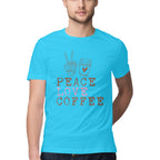 Men's Peace Love Coffee Design Printed T-Shirt