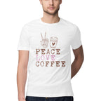 Men's Peace Love Coffee Design Printed T-Shirt
