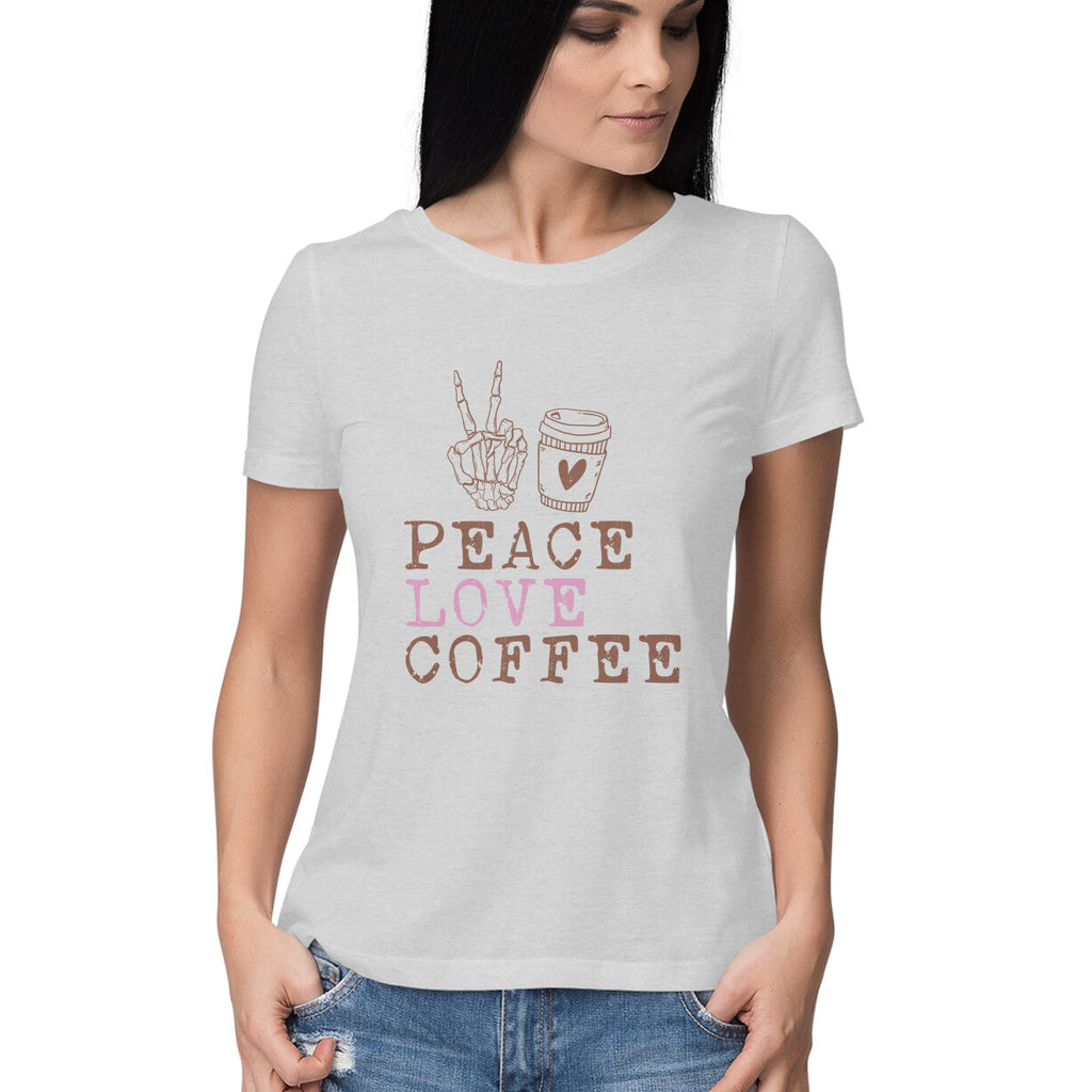 Women's Peace Love Happiness Graphics Printed T-Shirt