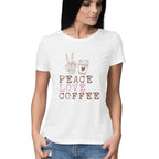 Women's Peace Love Happiness Graphics Printed T-Shirt