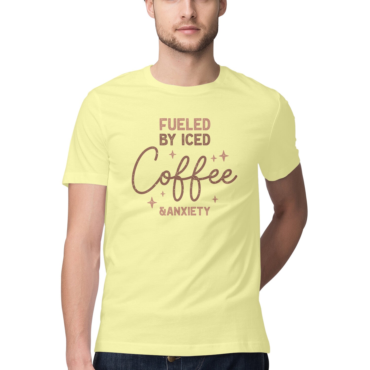 Men's Fueled By Iced Coffee Design Printed T-Shirt