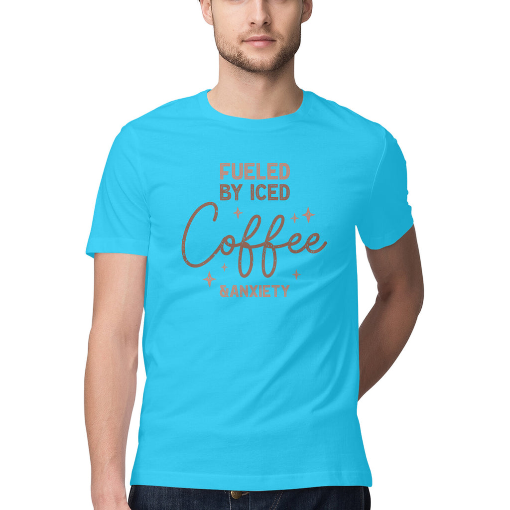 Men's Fueled By Iced Coffee Design Printed T-Shirt