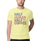 Men's Half Human Half Coffee Design Printed T-Shirt