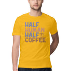 Men's Half Human Half Coffee Design Printed T-Shirt