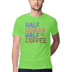 Men's Half Human Half Coffee Design Printed T-Shirt