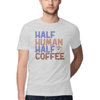 Men's Half Human Half Coffee Design Printed T-Shirt