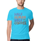Men's Half Human Half Coffee Design Printed T-Shirt