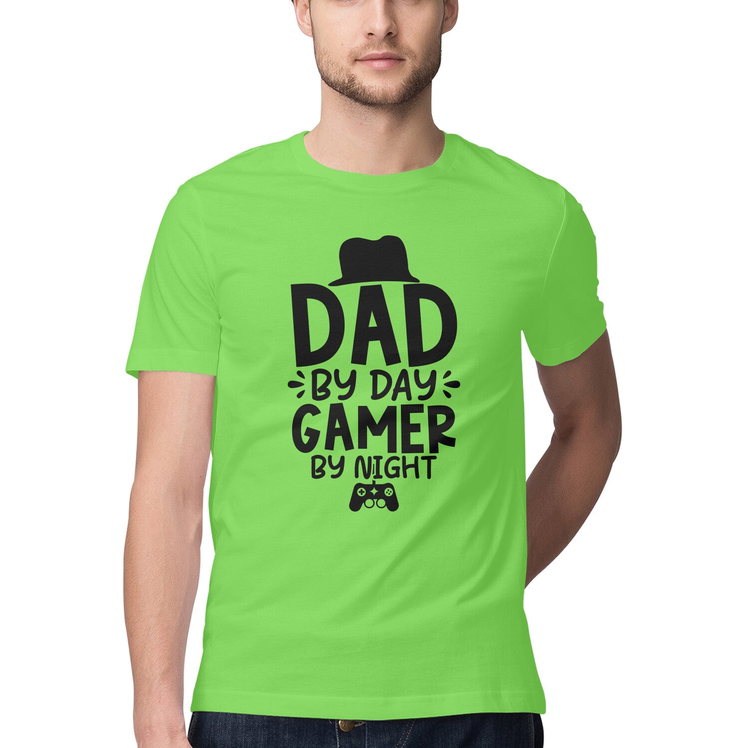 Men's Dad By Day Gamer By Night Design Printed T-Shirt