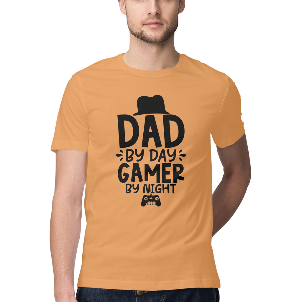 Men's Dad By Day Gamer By Night Design Printed T-Shirt