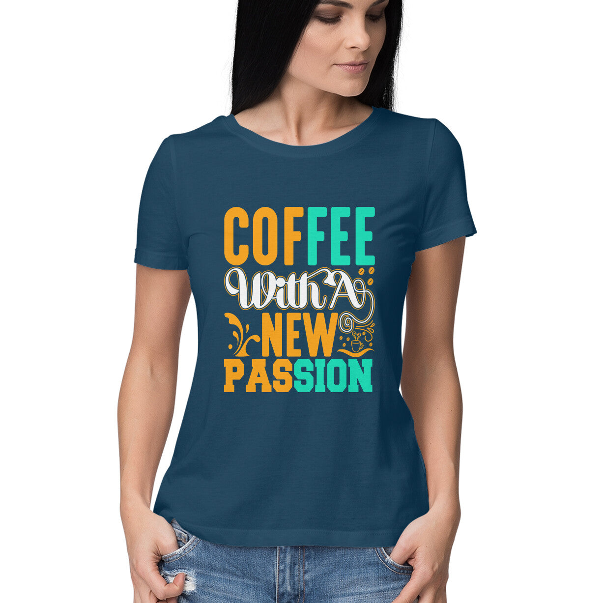 Women's Coffee with a New Passion Graphics Printed T-Shirt