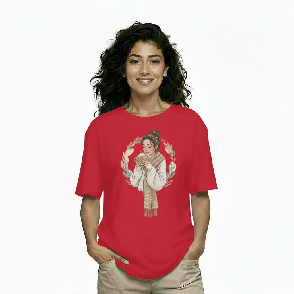 Women's Oversize Printed T shirt Cup of Calm