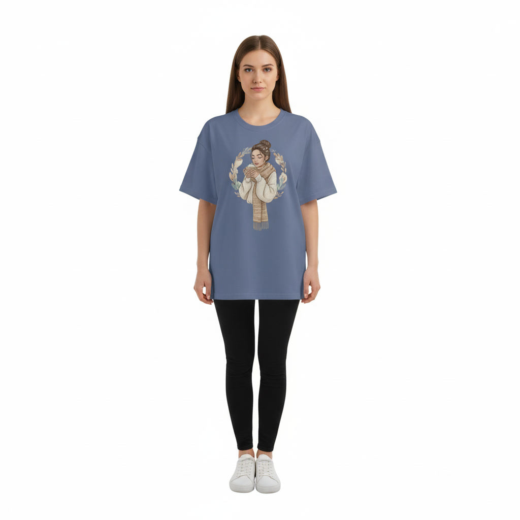Women's Oversize Printed T shirt Cup of Calm