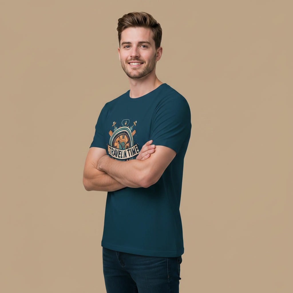 Men's Travel in Time Design Printed T-Shirt Secondary image