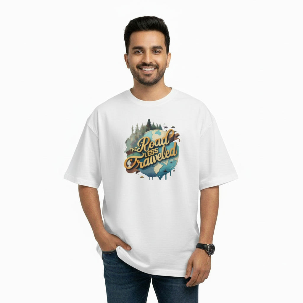 Men's Oversize T-Shirt THE ROAD LESS TRAVELED Graphic Print