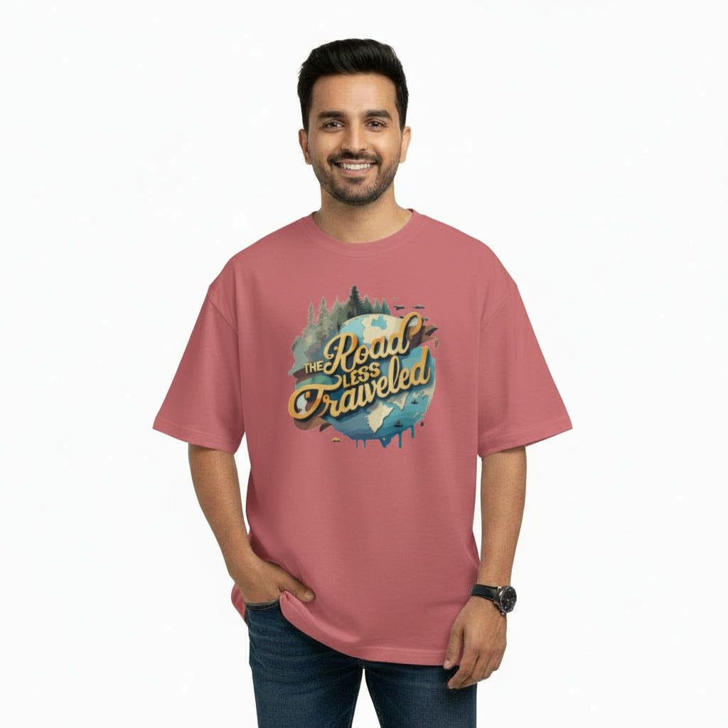 Men's Oversize T-Shirt THE ROAD LESS TRAVELED Graphic Print
