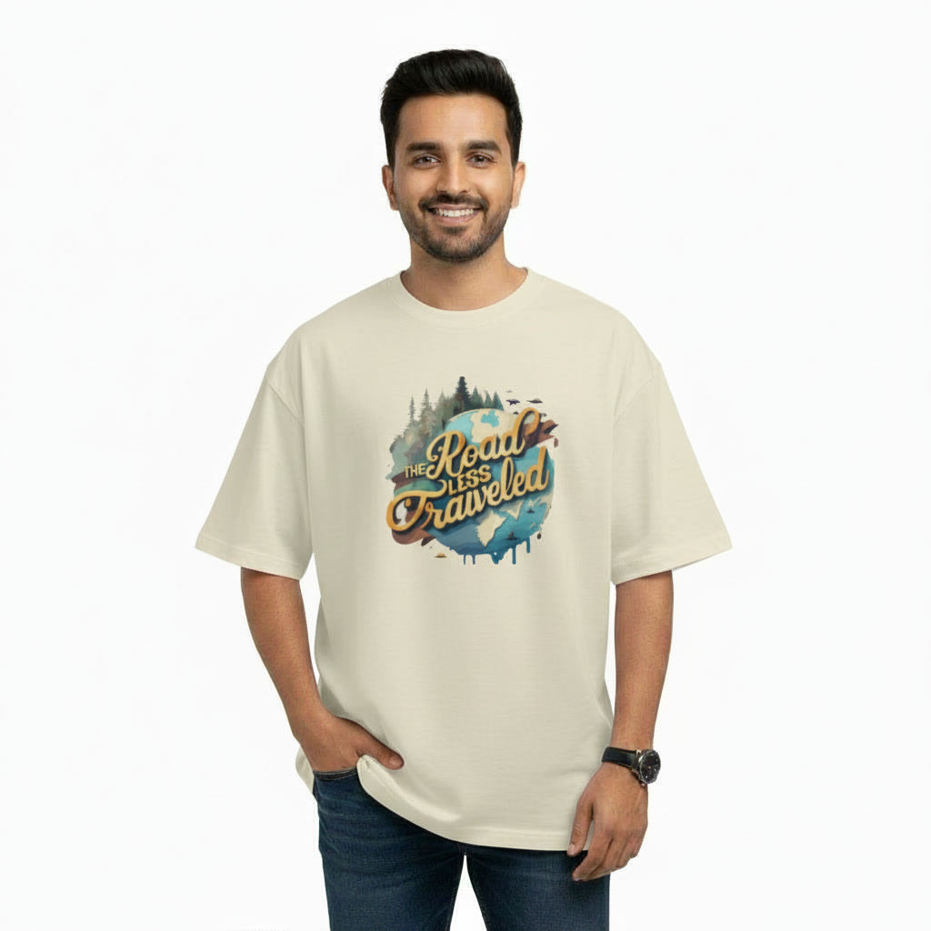 Men's Oversize T-Shirt THE ROAD LESS TRAVELED Graphic Print