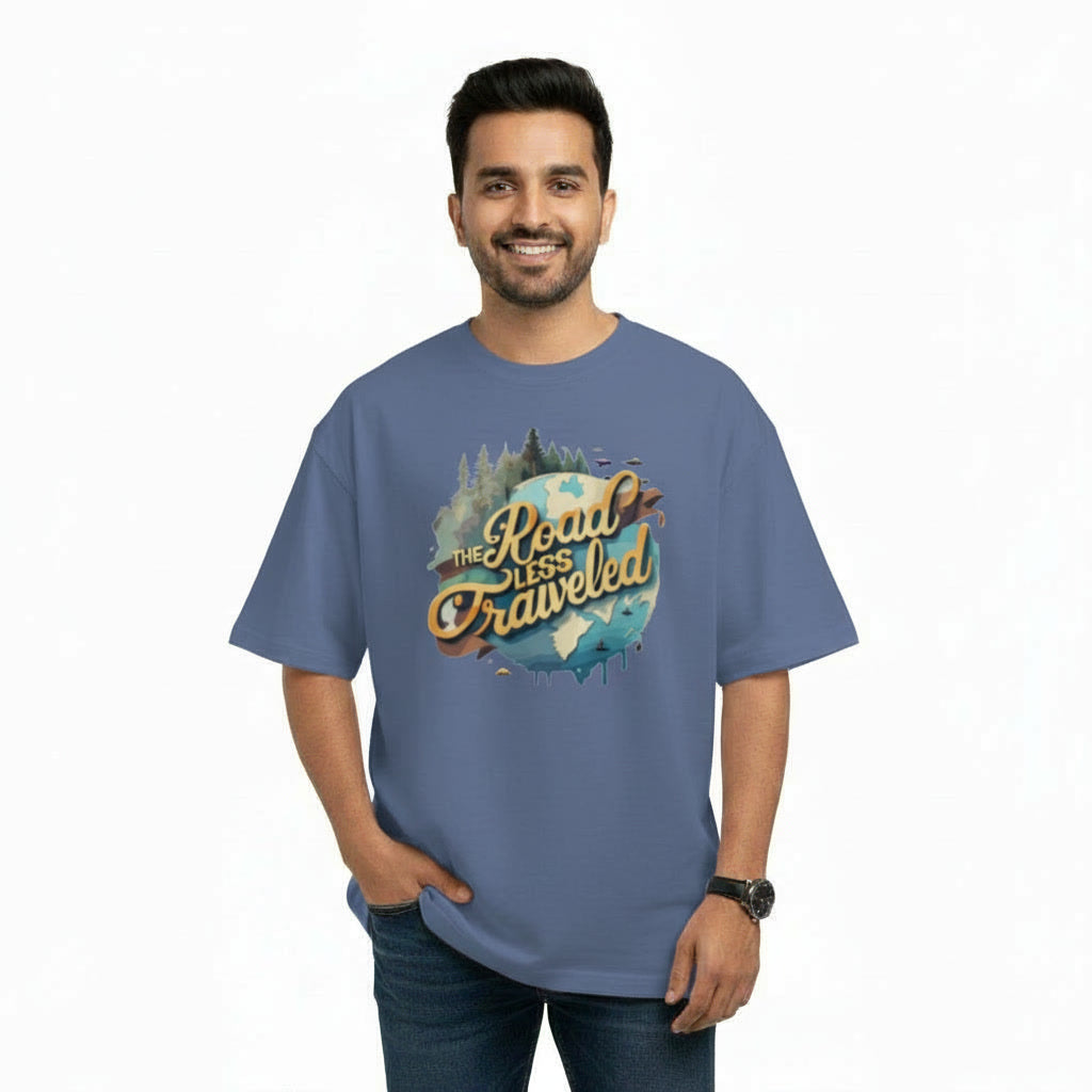 Men's Oversize T-Shirt THE ROAD LESS TRAVELED Graphic Print
