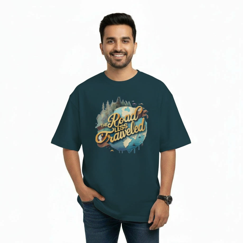 Men's Oversize T-Shirt THE ROAD LESS TRAVELED Graphic Print