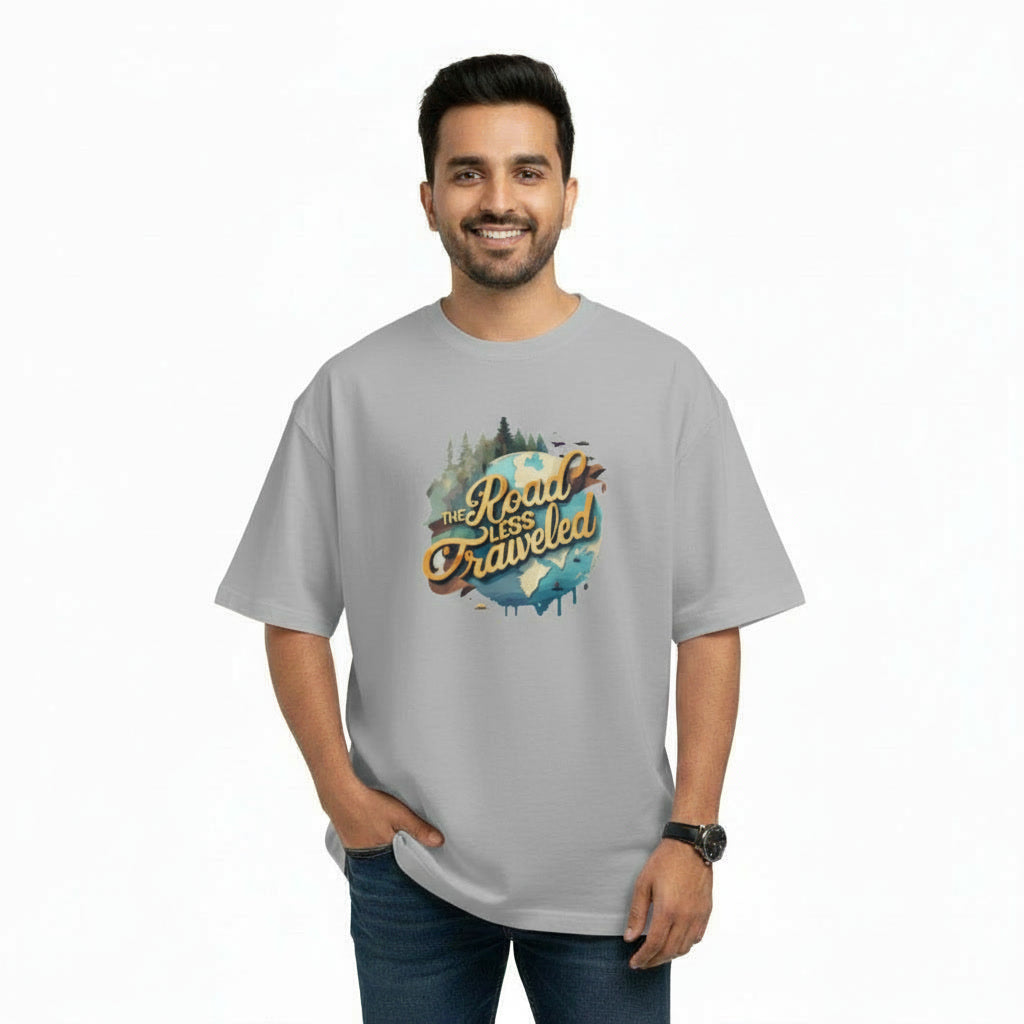 Men's Oversize T-Shirt THE ROAD LESS TRAVELED Graphic Print