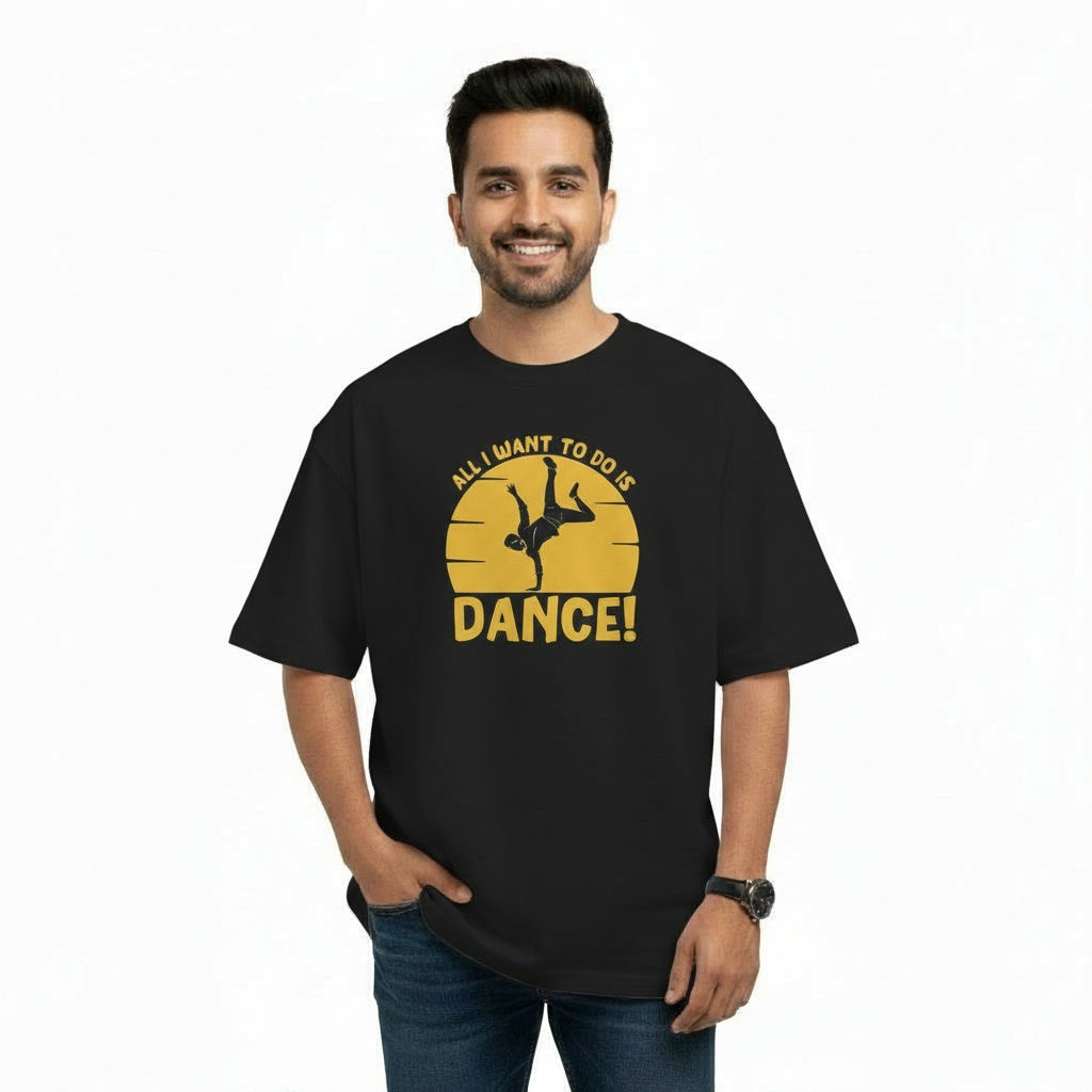 Men's Oversize T-Shirt ALL I WANT TO DO IS DANCE Graphic Print Secondary image