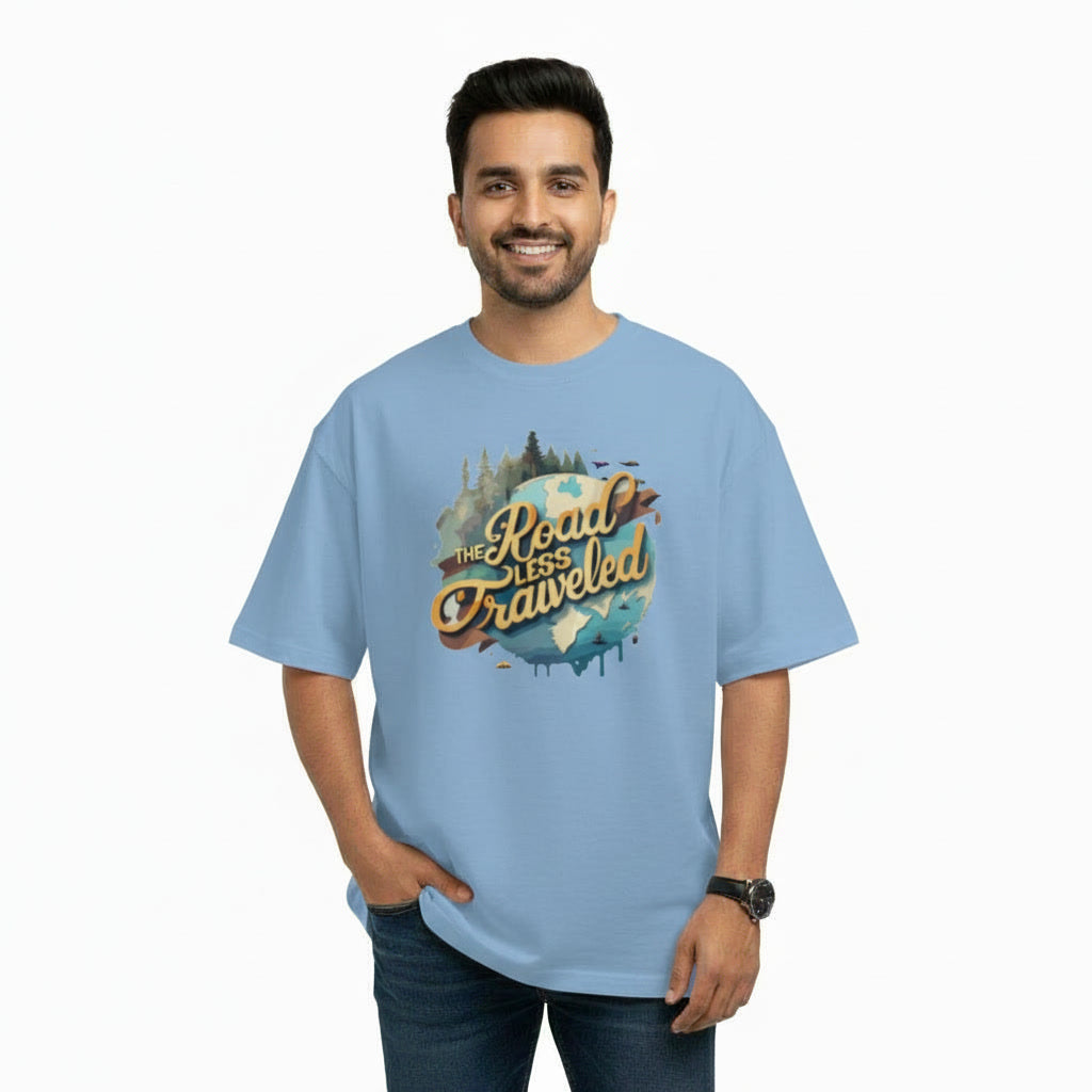 Men's Oversize T-Shirt THE ROAD LESS TRAVELED Graphic Print