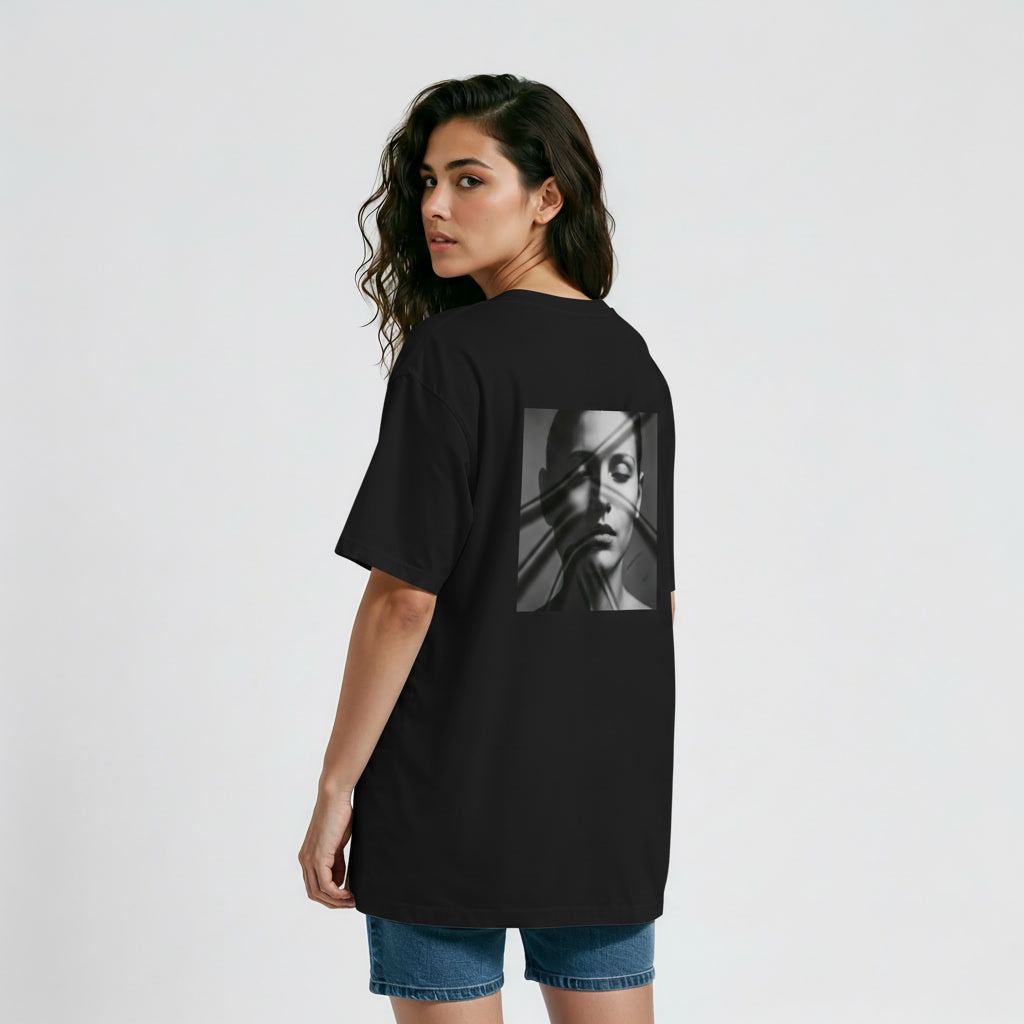 Womens Oversize T-Shirt Abstract Illusion Design Back Print Secondary image