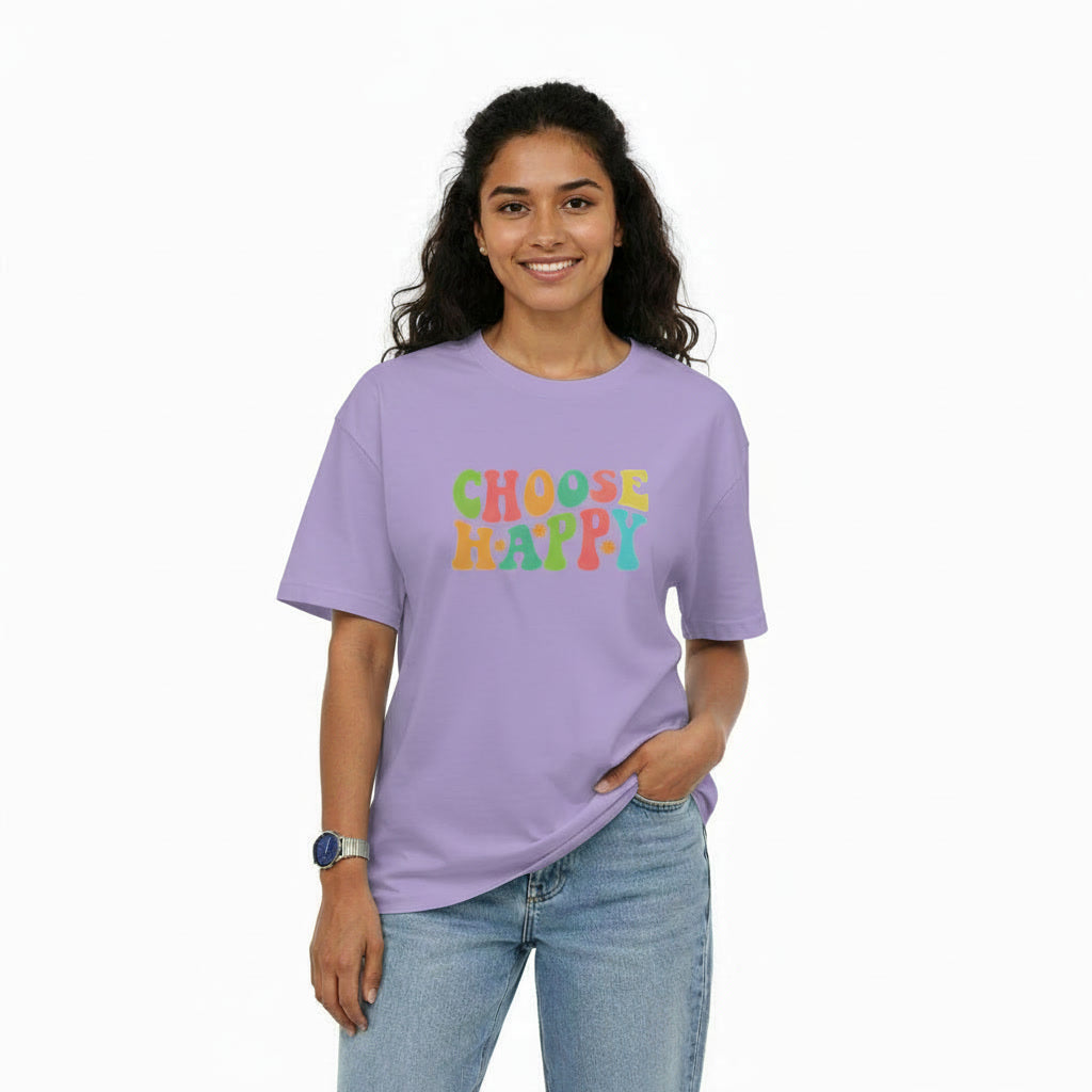 Womens Oversize T-Shirt CHOOSE HAPPY Quote Print