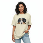 Women's Oversize T-Shirt Peeping Dog Graphic Print