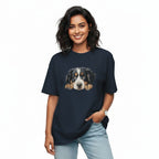 Women's Oversize T-Shirt Peeping Dog Graphic Print