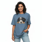 Women's Oversize T-Shirt Peeping Dog Graphic Print