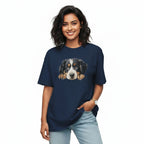 Women's Oversize T-Shirt Peeping Dog Graphic Print
