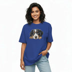 Women's Oversize T-Shirt Peeping Dog Graphic Print