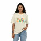 Womens Oversize T-Shirt CHOOSE HAPPY Quote Print