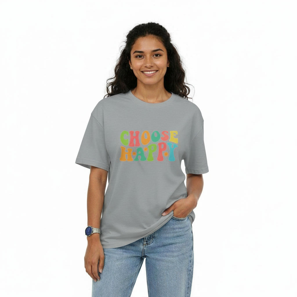 Womens Oversize T-Shirt CHOOSE HAPPY Quote Print