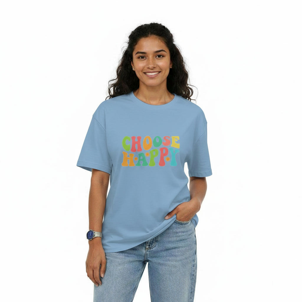Womens Oversize T-Shirt CHOOSE HAPPY Quote Print