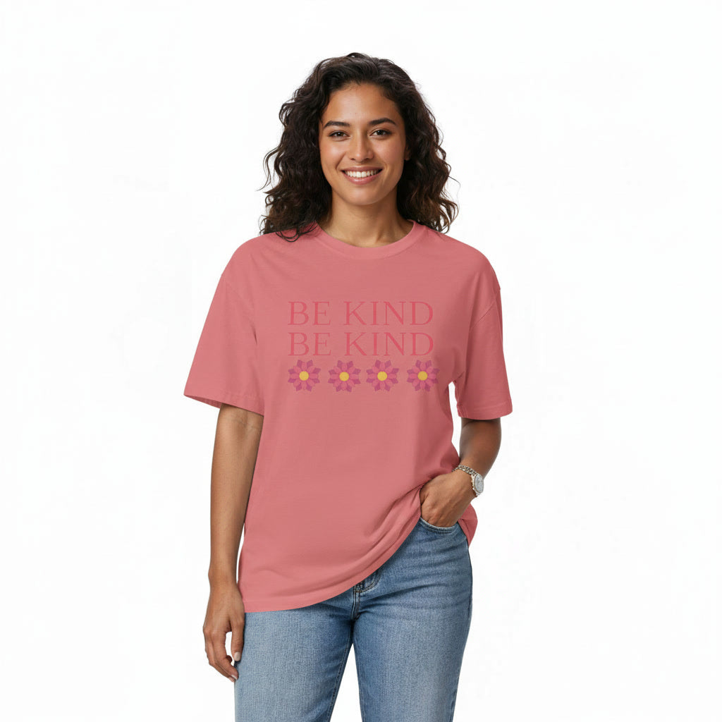 Women Oversize T-Shirt BE KIND Graphic Print